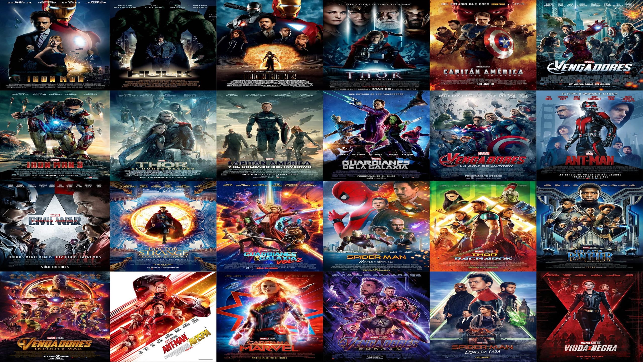 UNIVERSO CINEMATOGRÁFICO DE MARVEL (UCM) TODAS LAS PELICULAS